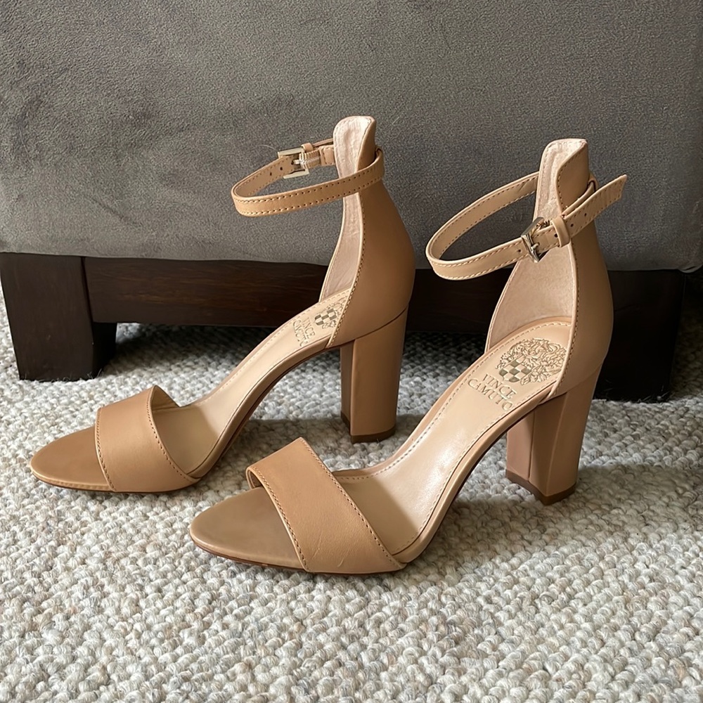 Vince Camuto Nude/Tan Ankle Strap Heels